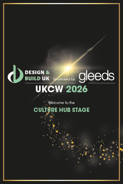 Culture Hub Stage flyer Hosted by Design and Build UK sponsored by Gleeds